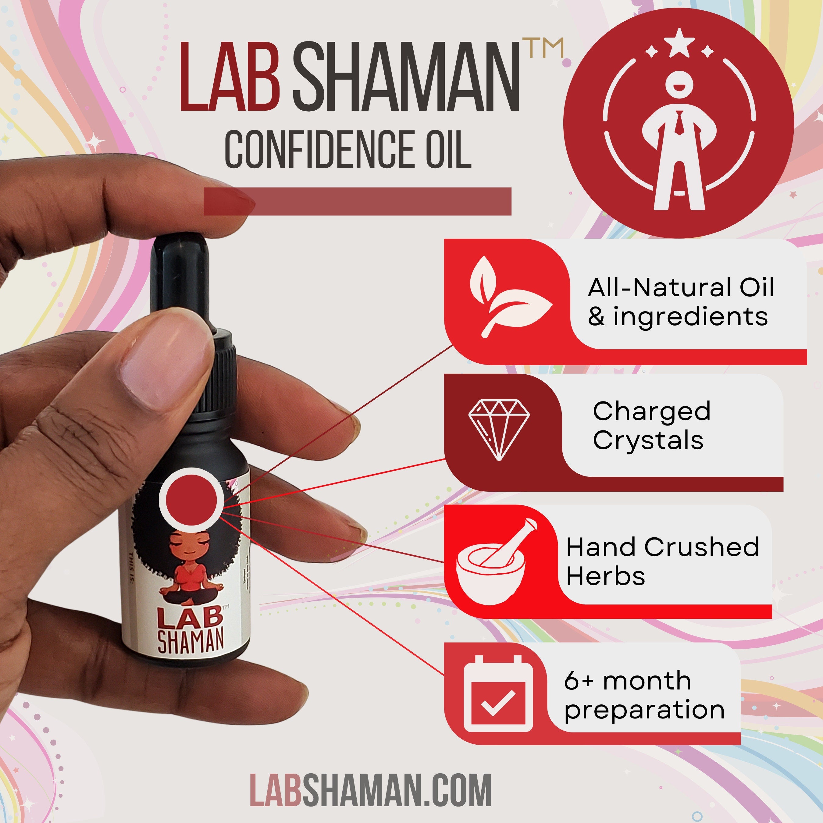 Confidence & Courage, conjure oil, hoodoo oil, like art of the root, spell oil, anointing oil, witchcraft oil, hoodoo supplies, intention oil, ritual oil, altar oil, protection oil, blessing oil, magic oil, curios, remove negative, witch oil.