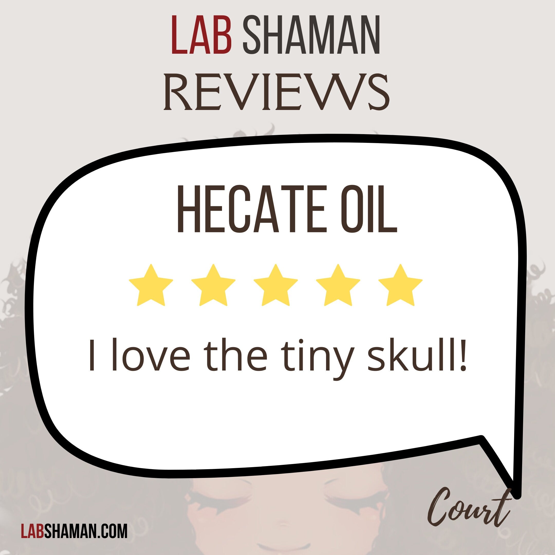 Hecate oil, conjure oil, art of the root, spell oil, candle dressing, prayer oil for goddess Hekate. Spiritual oil. Scented Hecate oil. A manifesting, altar oil to honor goddess Hecate. 5 star review love the tiny clear skull.