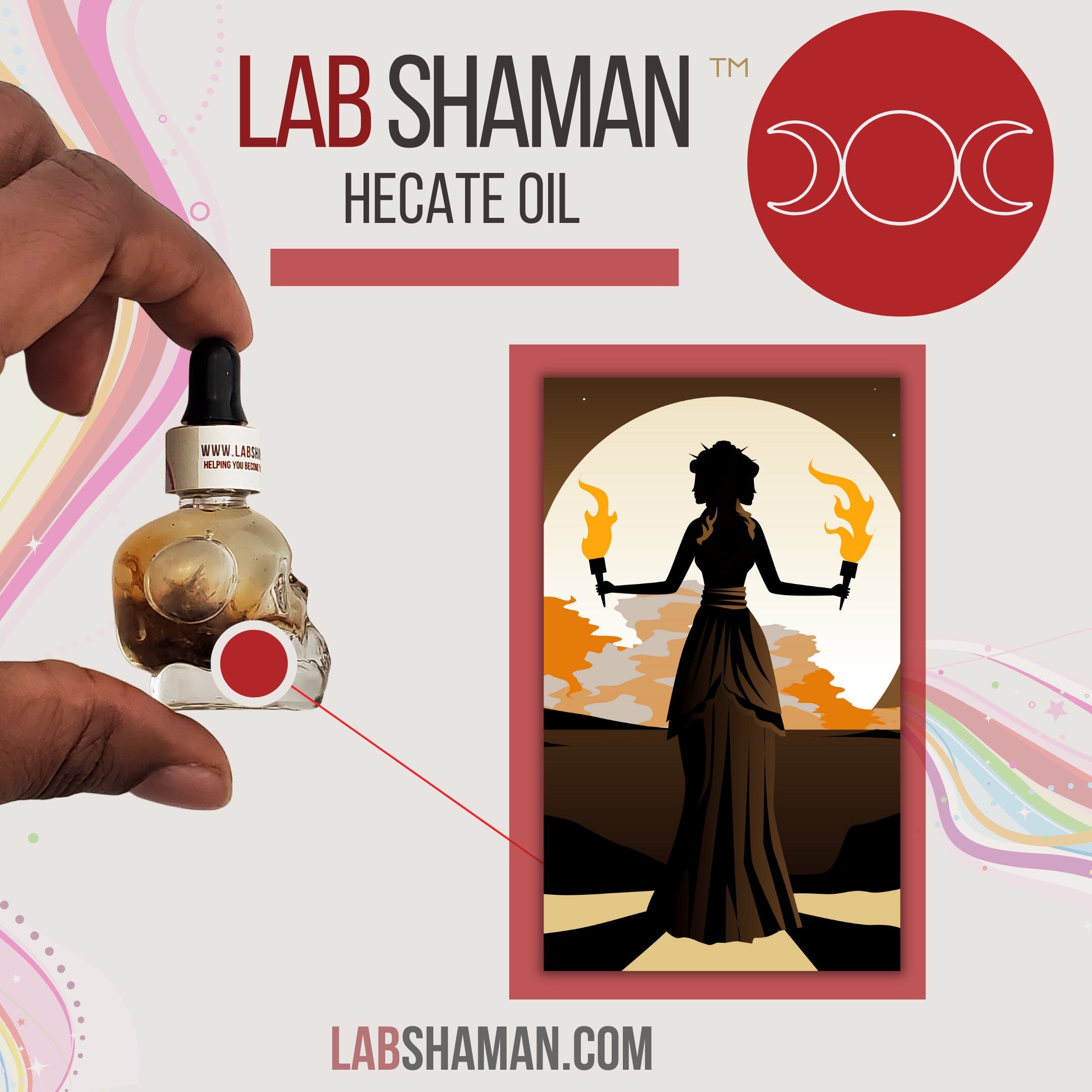 Hecate oil, conjure oil, art of the root, spell oil, candle dressing, prayer oil for goddess Hekate. Spiritual oil. Scented Hecate oil. A manifesting, altar oil to honor goddess Hecate.