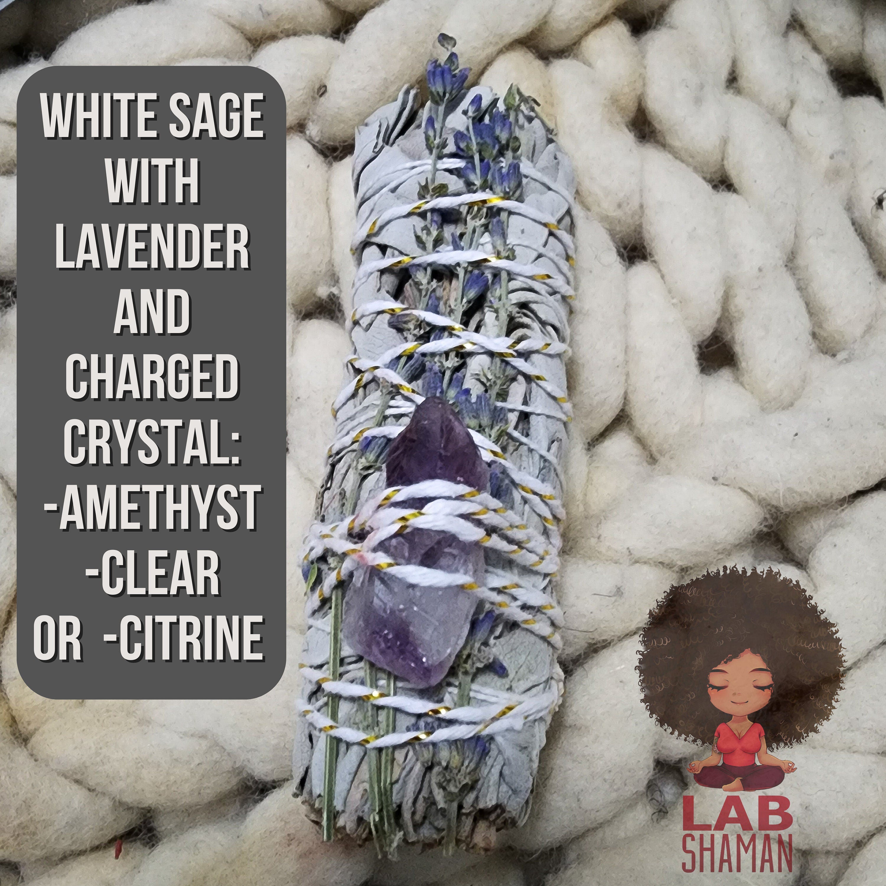 Smudge Sticks, Ethically Sourced Sage, Dragon's Blood, Blue Sage, Rosemary Sage, White Sage, Ladr, Cys, Yerba Santa Sage, Energy Cleansing, Home Purification, Spiritual Rebalance, Fragrant Ritual, lab shaman