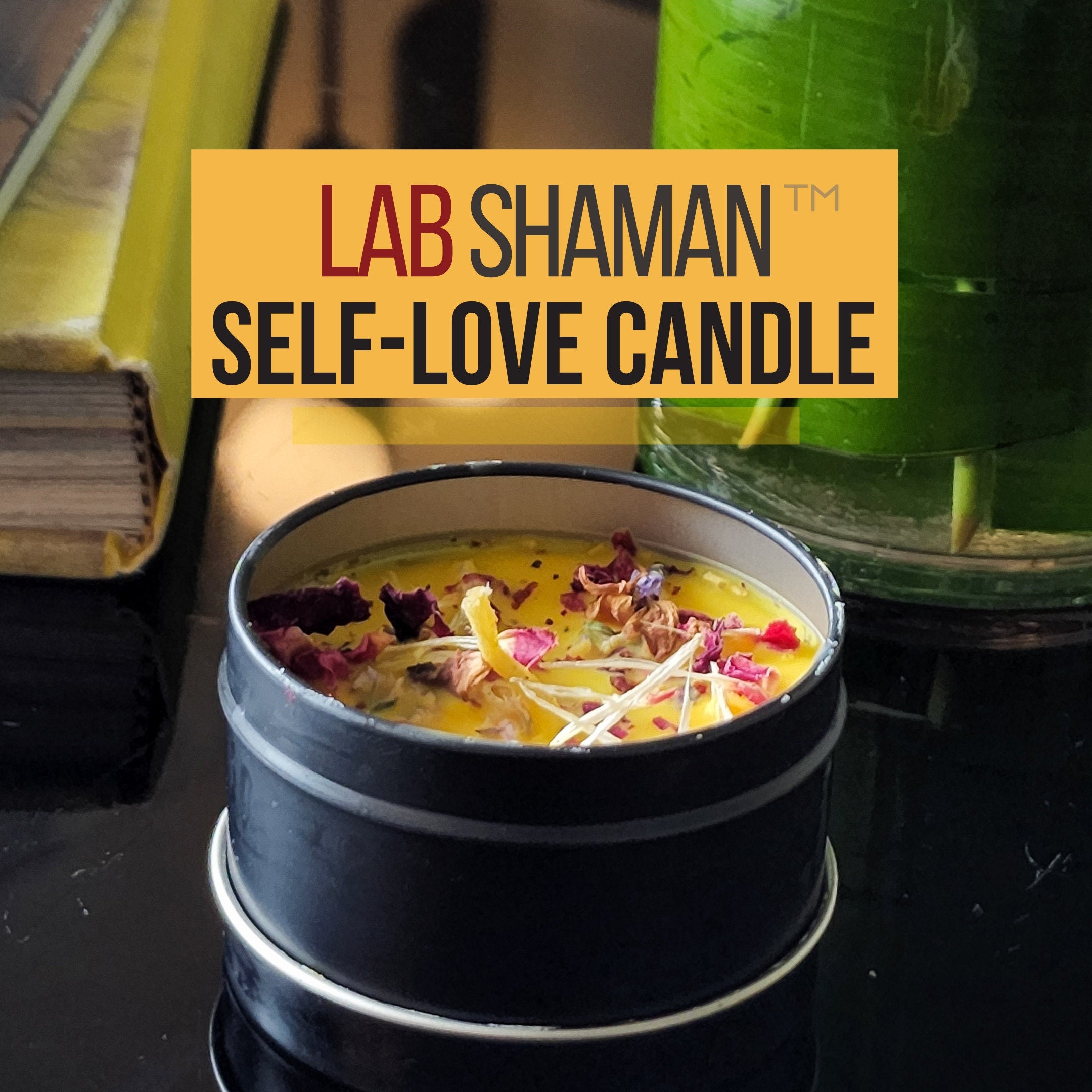 Selflove candle, self-love candle, love candle, self care, self maintenance, happy candle, bring joy candle, citrus candle, rose candle, LAB Shaman, Lacye, Moon candle, Altar Candle, Altar supplies, art of the root, lab shaman, lacye