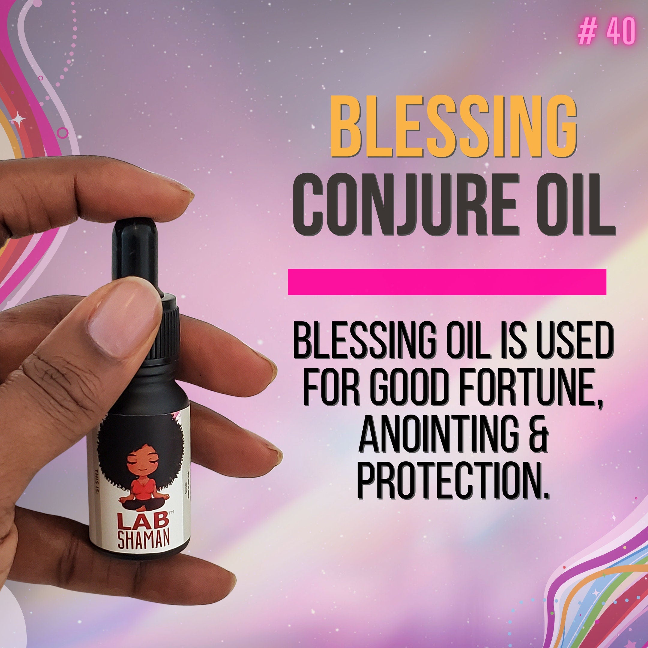 Blessing oil, blessed oil,  oil, conjure oil, hoodoo oil, good luck oil,  spell oil, anointing oil, witch oil, hoodoo supplies, intention oil, ritual oil, altar oil, protection oil, magic oil, curios, remove negative,