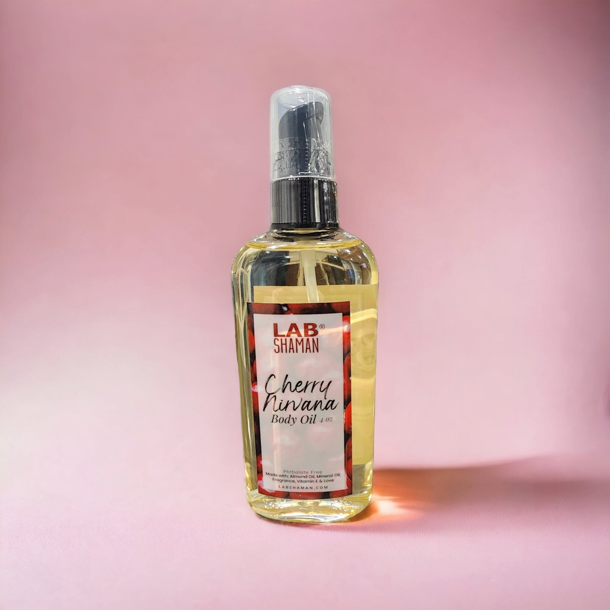 Body Oil Scented Body Oil black owned body oil Loccitane Loccitane dupe Cherry Body Oil Cherry Nirvana Sweet body oil baby oil LAB Shaman paraben-free