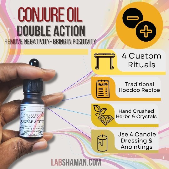 Double Action | Conjure Oil | Remove negativity- Bring in positivity | LAB Shaman by LABShaman sold by LABShaman