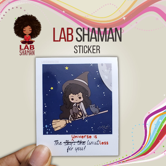  The Universe is Limitless for You! |  Kawaii Witch & Cat Vinyl Sticker | LAB Shaman by LABShaman sold by LABShaman