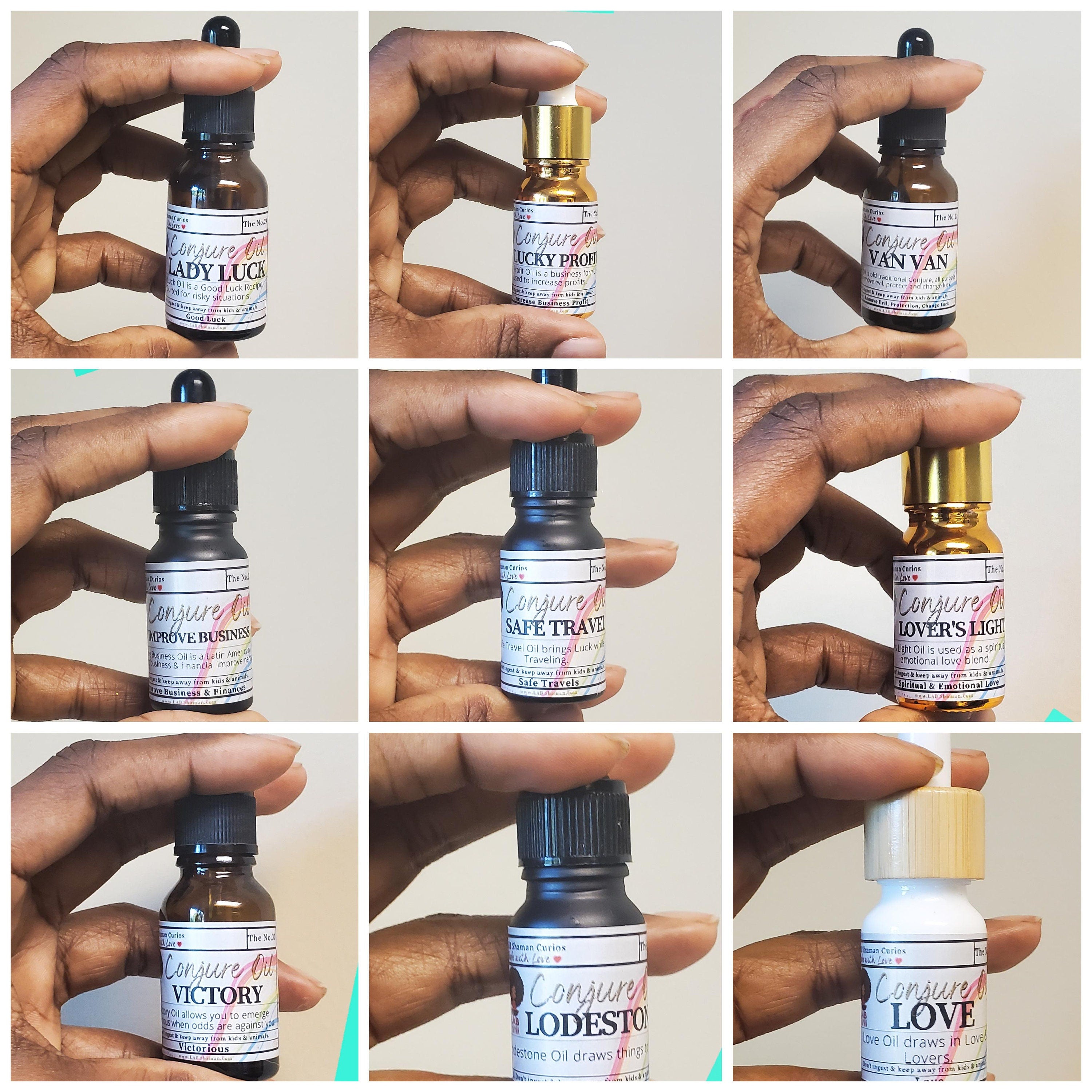 Lady Luck oil, Good luck oil, conjure oil, hoodoo oil, like art of the root, spell oil, anointing oil, witch oil, hoodoo supplies, intention oil, ritual oil, altar oil, protection oil, magic oil, curios, remove negative, witch body oil, lucky mojo.