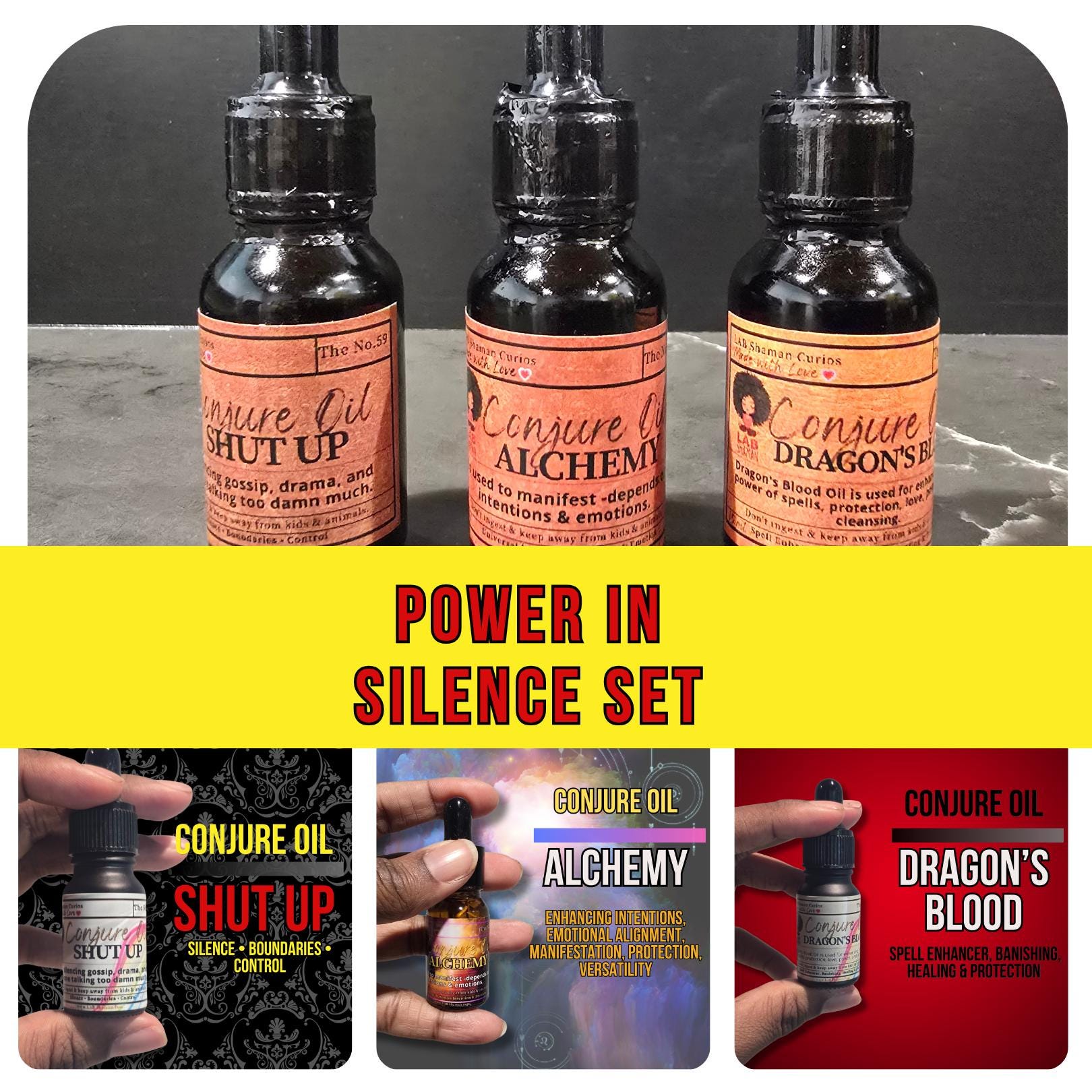 Power in Silence Conjure Oil, hoodoo, spell oil, art of the root, magic oil, magic spells, Gift ,  Shut Up, stop gossip,  Alchemy,  Dragon’s Blood,  LAB Shaman Power in Silence Conjure Oil, hoodoo, spell oil, art of the root, magic oil, magic spells, Gift ,  Shut Up, stop gossip,  Alchemy,  Dragon’s Blood,  LAB Shaman